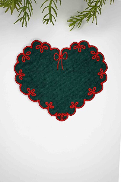 decofav Tkanina u obliku srca, nafta zelena, crvena Vezena tkanina, koktel sa...