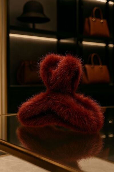 BALIENTE Cataramă pentru femei din pluș cu textura moale Burgundy