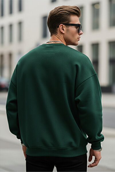 MAXIMILLIAN Men's Crew Neck Casual Dark Green Sweatshirt