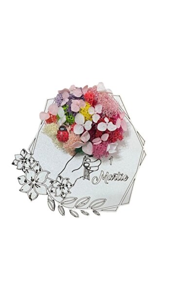 ALVAL Artă decorativă înrămată cu licheni și flori stabilizate, multicoloră, ...