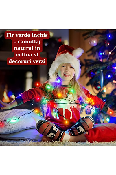 GARDEON Linear Christmas Lights, Multicolor, 8 Modes, 60 m, IP44, Dark Green Wire