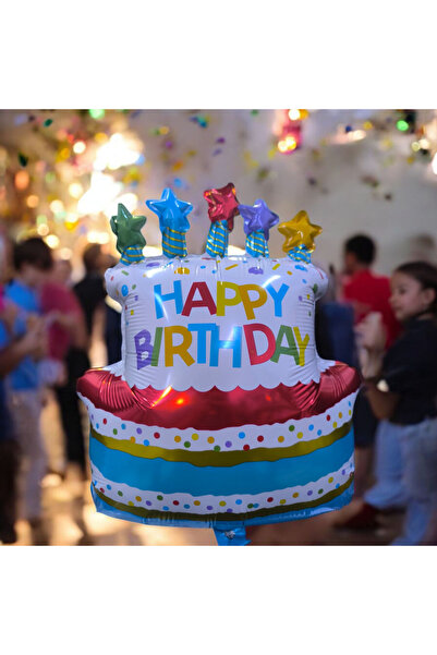Generic بالون عيد ميلاد بتصميم كعكة Happy Birthday