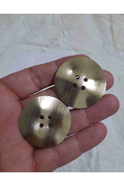 beyna aksesuar Round Asymmetric Large Size Gold Plated Metal Button 4 cm 1 Pa...