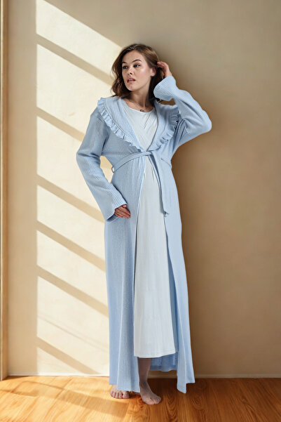 big mama Full Length Women's 2-Piece Maternity Nightgown Set - Easy Breastfee...