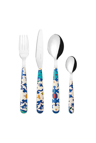 GUZZİNİ 24-piece cutlery set, blue, Flower&Lemon –