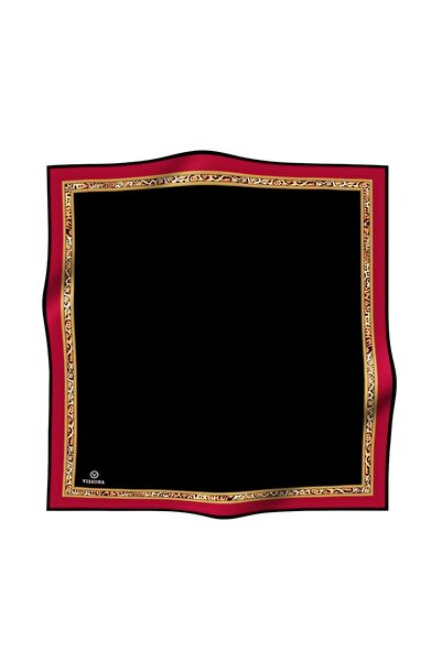 Vissona Black Red Leopard Pattern Tivil Silk Scarf-10577-4-Kvs0816