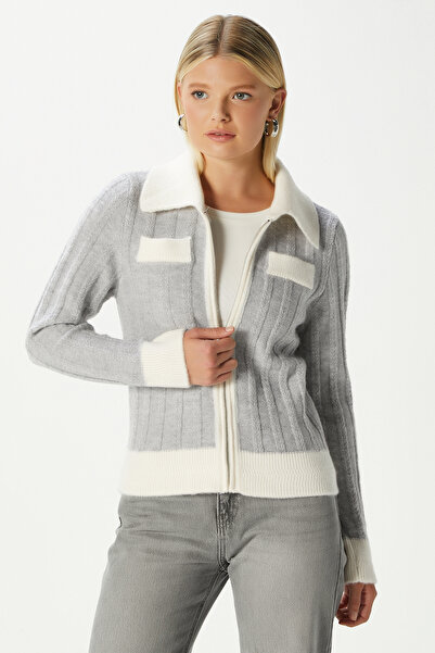 Ritnice Alec Premium Zippered Gray Ecru Knit Cardigan