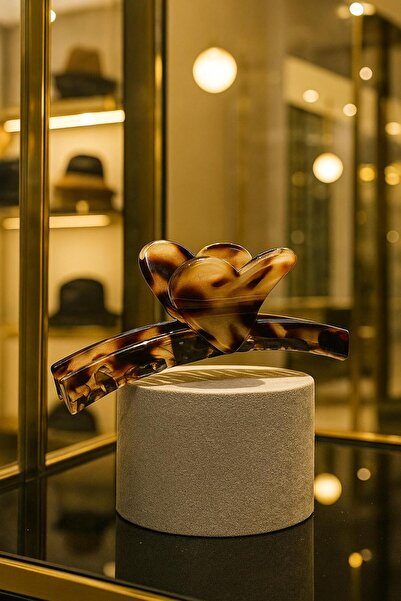 BALIENTE Cataramă pentru femei cu detaliu inimă leopard maro