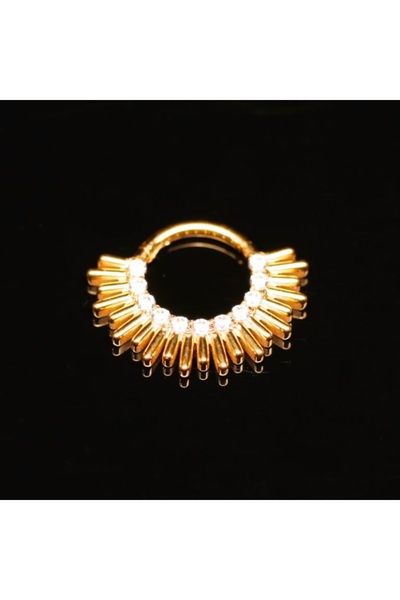 Rupen Kraft Yüksek Kalite G23 Titanium Zirkon 8mm x 1.2mm Altın Titanyum Kilitli Halka Piercing