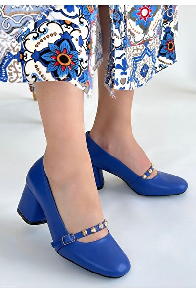 Kanonik Education Tino Blue Skin Heeled Shoes