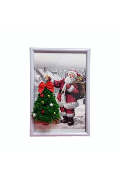 ALVAL Tablou decorativ cu licheni stabilizați, imagine de iarnă și Moș Crăciu...