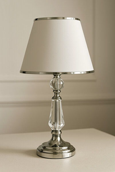 EvLight Glass Body Silver Metal Lampshade and Fabric Headboard