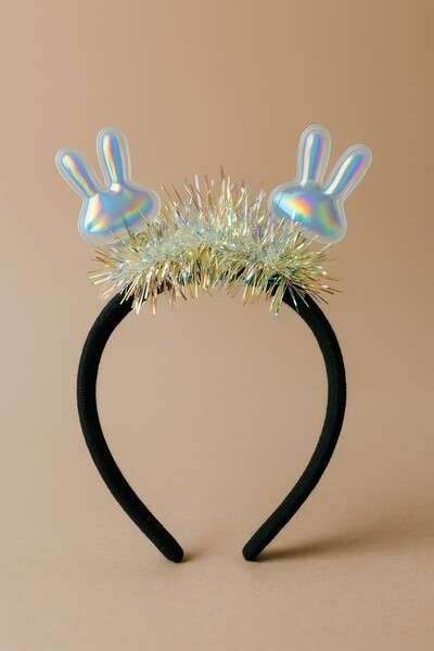 TOYFEST Αξεσουάρ για πάρτι με ολογραφικό στέμμα με αυτιά κουνελιού σε κορεατικό στυλ KPop για την Πρωτοχρονιά, γυναικείο μοντέλο