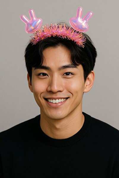 TOYFEST Accesoriu pentru concert de petrecere, în stil coreean KPop, pentru Anul Nou, roz strălucitor, cu urechi de iepure