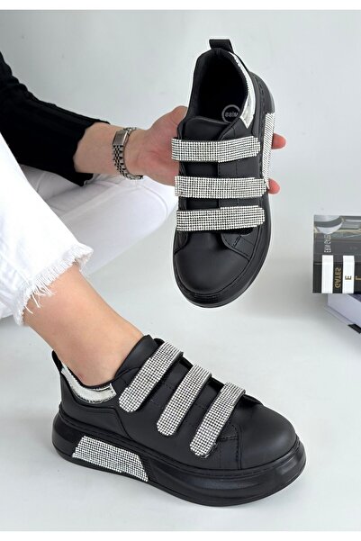 Kanonik Education Elika Black Skin Velcro Sports Shoes