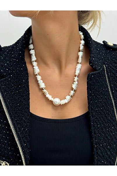 COCOSH TAKI Modern Design Women's Necklace with Pearl Bead Detail