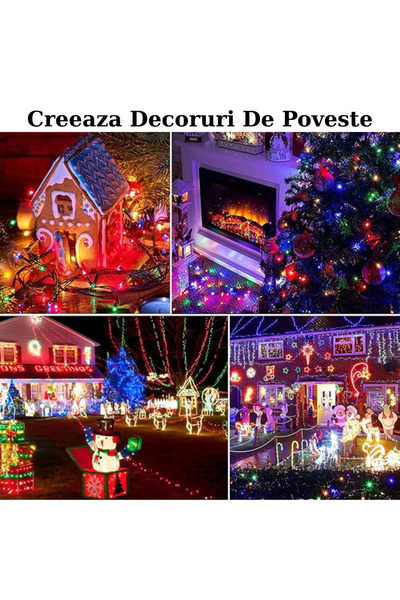 GARDEON Linear Christmas Lights, Multicolor, 8 Modes, 60 m, IP44, Dark Green Wire