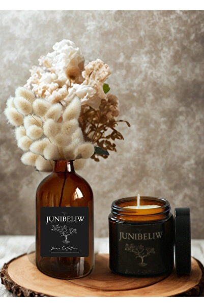 junibeliw 2li Set Amber Siyah Etiket Dekoratif Cam Şişe Vazo Kavanoz 100ml(Çİ...