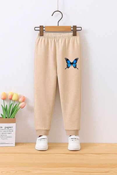 BENROMA Pantaloni de trening pentru copii unisex cu imprimeu fluture