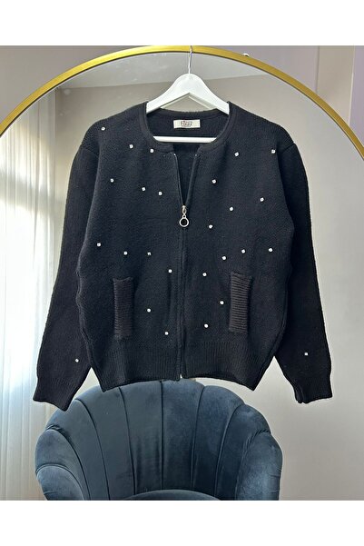 MODA NUA CEP GÖRÜNÜMLÜ FERMUARLI TAŞLI TRİKO HIRKA 3003