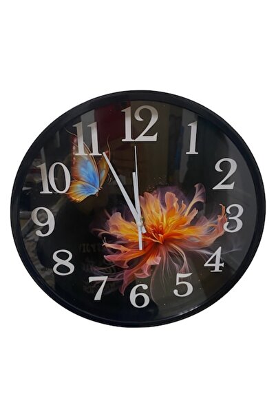 OEM Decorative wall clock, Living room wall clock, kitchen, Silent, Butterfly model, Black, 30x30x4 cm