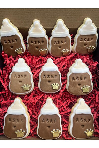 uğurarslan butik 10'lu Butik şeker hamurlu kurabiye - Doğum hediyesi - Yeni doğan - Doğum günü - İsme özel