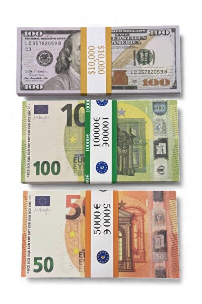 zemshop 100 Dolar + 100 Euro + 50 Euro 3’lü Düğün Atma Parası–Kına, Parti,Fil...