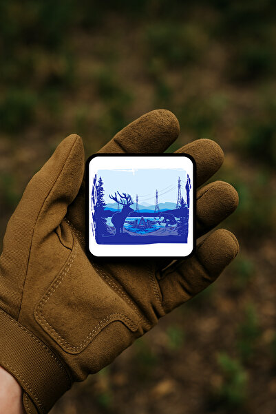 AHWALL مطبوع رقعة / منديل / شعار بتصميم الغزلان والدب على الطراز الطبيعي