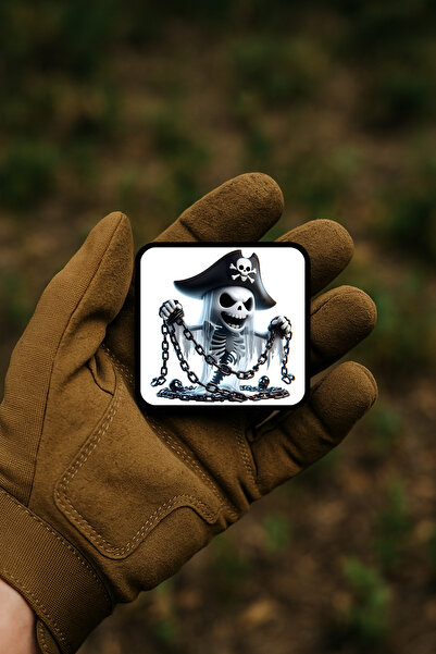 AHWALL هيكل عظمي وسلاسل القراصنة B مطبوع / شارة / شعار