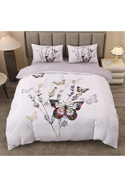 CumparaMisim Double bed linen, FINET, 5D Digital Print with Butterflies - Identical to the picture, With ELASTIC, 4 pieces