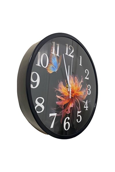 OEM Decorative wall clock, Living room wall clock, kitchen, Silent, Butterfly model, Black, 30x30x4 cm