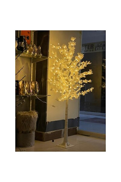 OEM Brad decorativ cu frunze și LED-uri, 150 cm, alimentat prin USB, alb