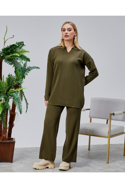 Jinx Wear Fashion Needle Broken Detail Model Acrylic 2-Piece Women's Knitwear Set