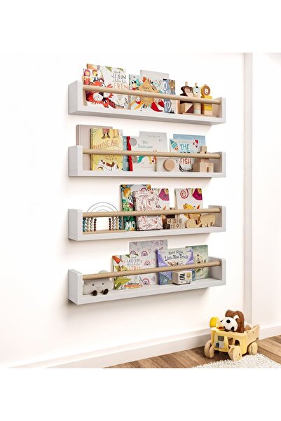 Sef moda 4’lü mdf’lam montessori duvar rafı&kitaplık