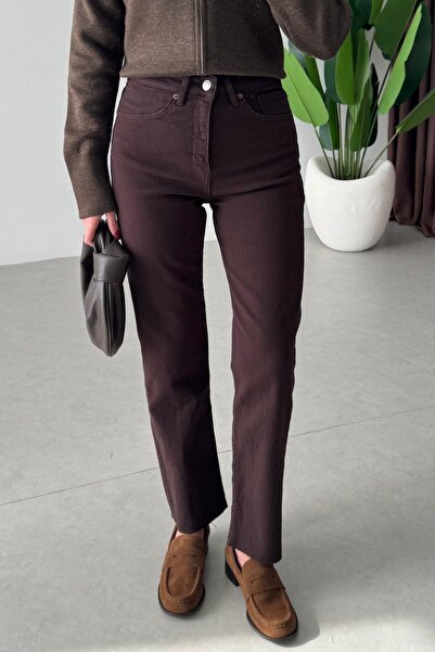 ECEMİ Fabia Acı Kahve Kesik Paça Boy Fit Jean