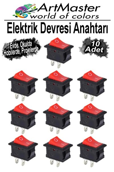 Artmaster Kırmızı Siyah Elektrik Devresi Anahtarı 10 Adet On Off Açma Kapama ...