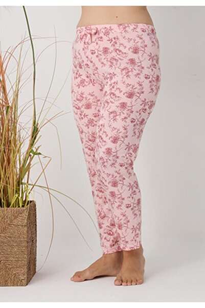 TOSKI Women's Big Size Pajama Pants, Pink with Flowers
