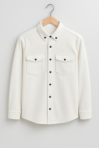 mavisima erkek giyimi Ανδρικό πουκάμισο από λευκό σουέτ – Άνετο και κομψό στυλ για τη νέα σεζόν