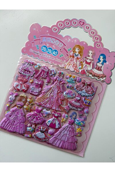 Bumelo Çantalı 2 sayfa Prenses Pembe Özel 3D Kabartmalıı Sticker