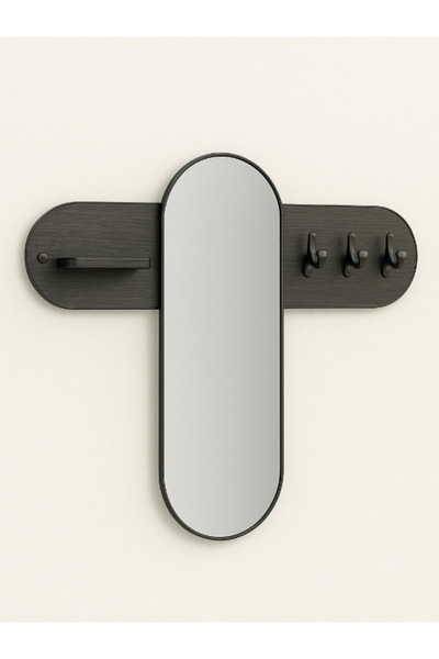 BEC24 Modern 3-in-1 Entryway Mirror (Hanging and Shelf) | Oval Design