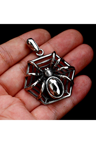 Viking Spider Zircon Design S+ Quality 316L Stainless Tarnish Free Steel Necklace