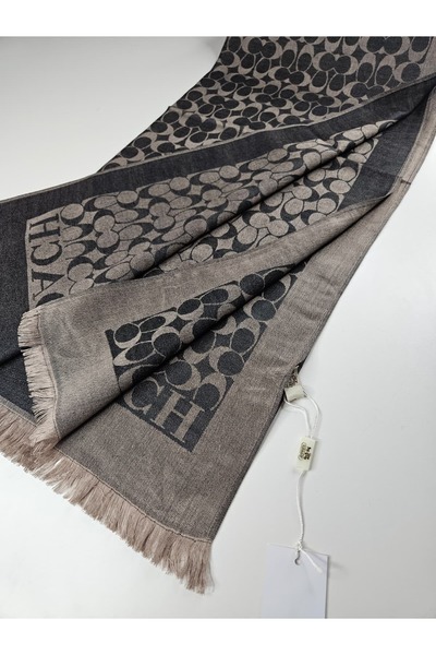 Shiva Scarfs Șal din mătase de cașmir cu model C pe două fețe, bumbac moale p...