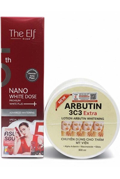 The elf سيروم نانو وايت بريميوم وايت بلس 60 مل مع لوشن أربوتين 3c3 إكسترا 300 مل