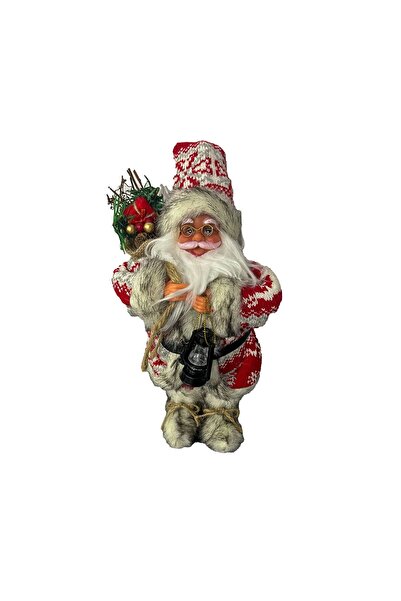 OEM Decorative Figurine Santa Claus Playing Christmas Music with Gift Bag and Lantern 30cm