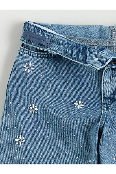 LC Waikiki Pantaloni de blugi pentru fete LCW Kids Blue Wideleg Stoned