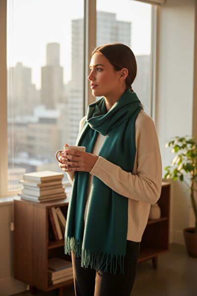 Disanuva Women's Winter Cashmere Textured Shawl Soft and Warm Scarf Model - Mother's Shawl Knitted