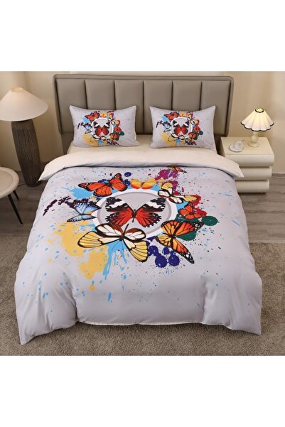 CumparaMisim Double bed linen, FINET, 5D Digital Print with Butterflies - Identical to the picture, With ELASTIC, 4 pieces