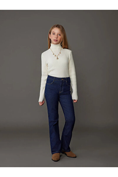 LC Waikiki LCW Kids Indigo Ispanyol Paça Kız Çocuk Jean Pantolon