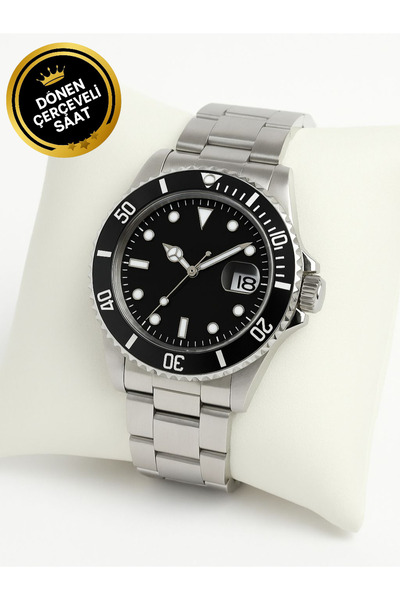 arpat time saat aksesuar Premium Steel, Black Dial with Calendar Men's Watch with Calendar