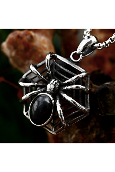 Viking قلادة من الفولاذ المقاوم للصدأ 316L بتصميم زركون العنكبوت بجودة S+ لا تفقد لونها